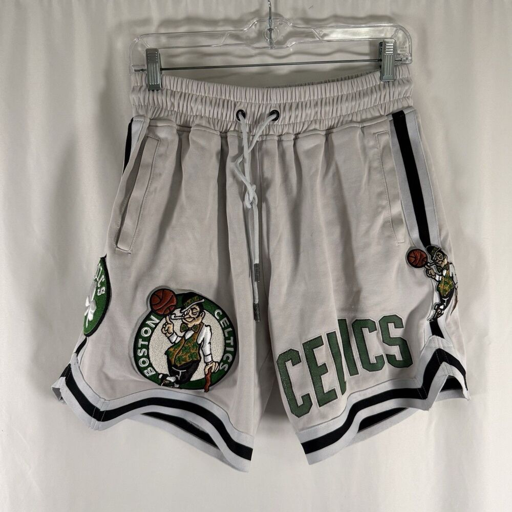 Boston Celtics Shorts Men's Medium White Pull On Drawstring Embroidered Pockets